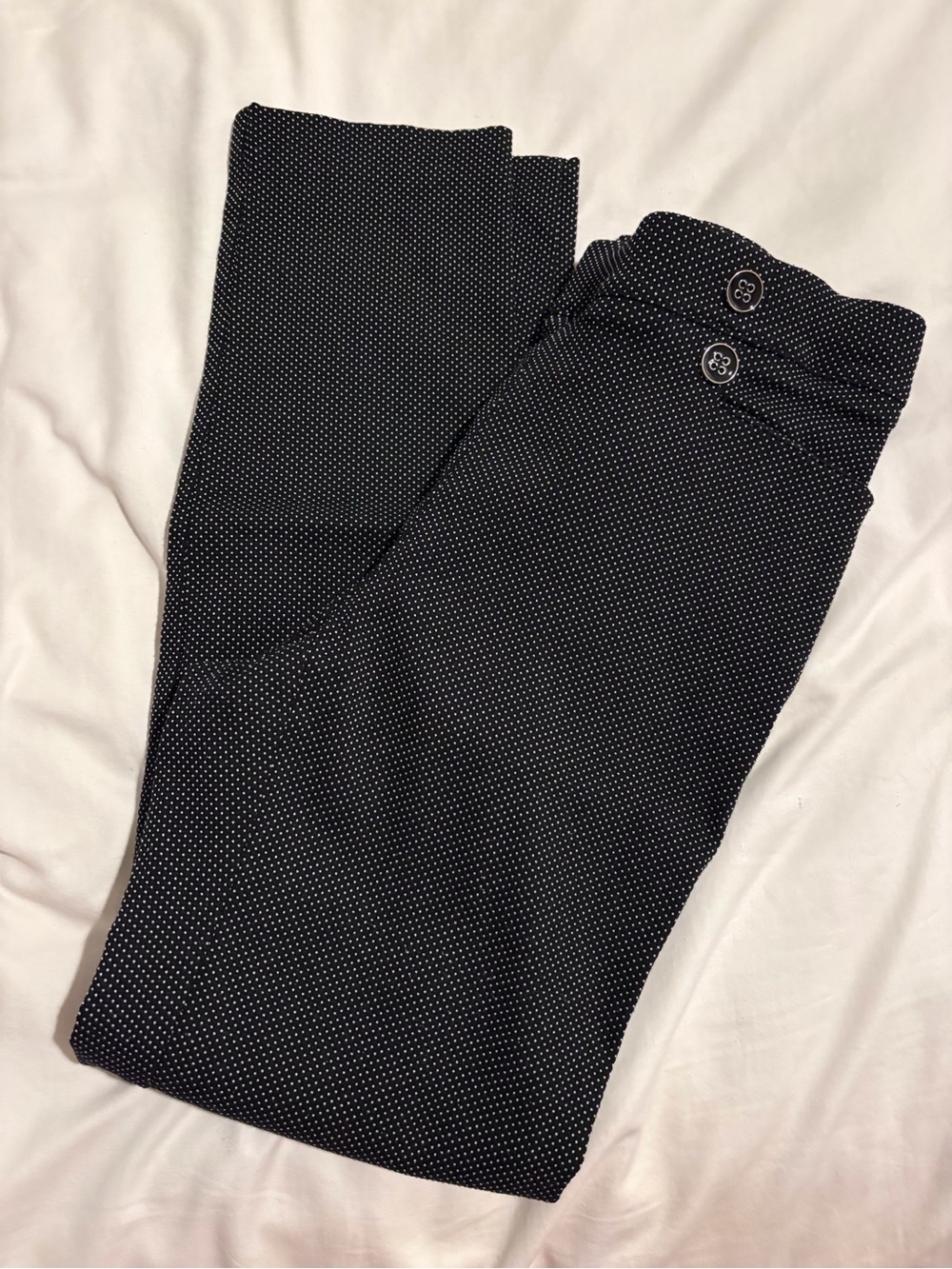 Black Microdot Straight Leg Stretchy Pants